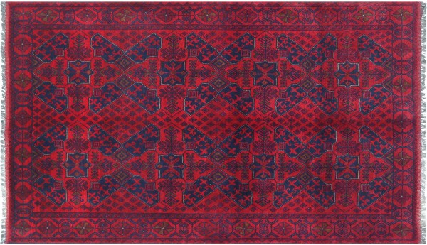 Afghan Khal Mohammadi Teppich 120x180 Handgeknüpft Braun Geometrisch Orient Kurzflor