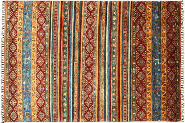 Afghan Khorjin Shaal 170x270 Handgeknüpft Orientteppich Bunt Gestreift Wolle