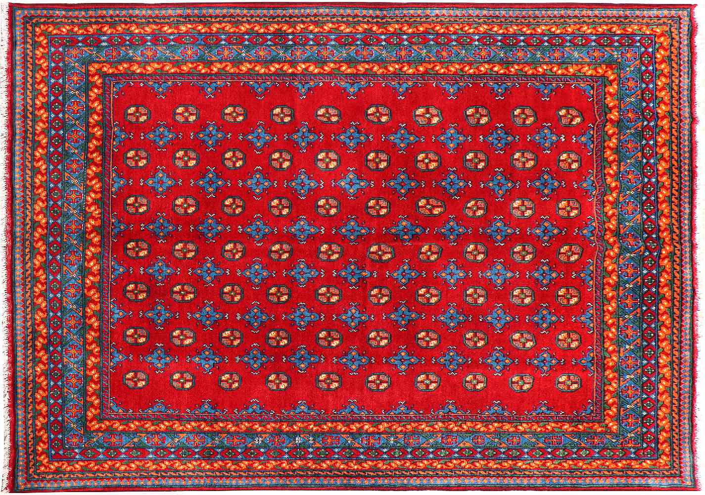 Pakistan Buchara carpet 60x90 hand knotted red geometric Orient short pile j 