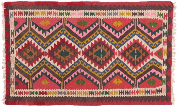 Persian carpet Kilim Ardebil 90x150 handwoven red geometric handmade room