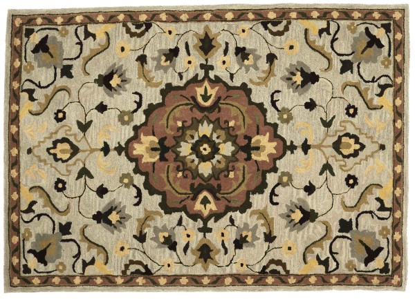 Handmade carpet 160x230 beige medallion handmade handtuft modern