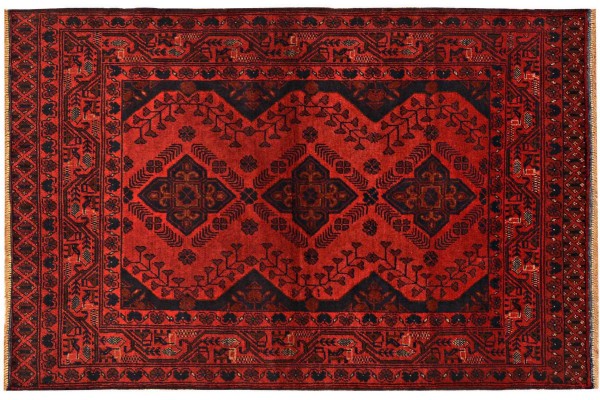 Afghan Khal Mohammadi Teppich 100x150 Handgeknüpft Braun Geometrisch Orient Kurzflor