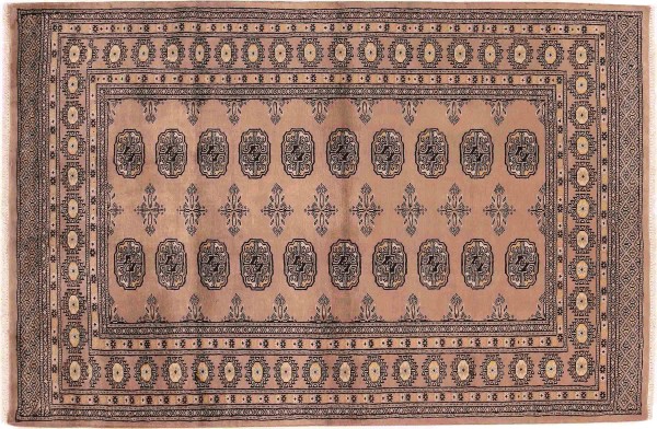 Pakistan Buchara Teppich 120x180 Handgeknüpft Braun Geometrisch Orient Kurzflor