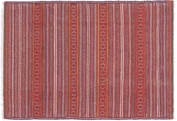 Afghan Kelim Soumakh Ghalmuri Teppich 100x140 Handgewebt Orange Geometrisch Handarbeit