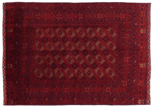 Afghan Teppich Turkmene 200x300 Handgeknüpft Rot Geometrisch Orientalisch UNIKAT