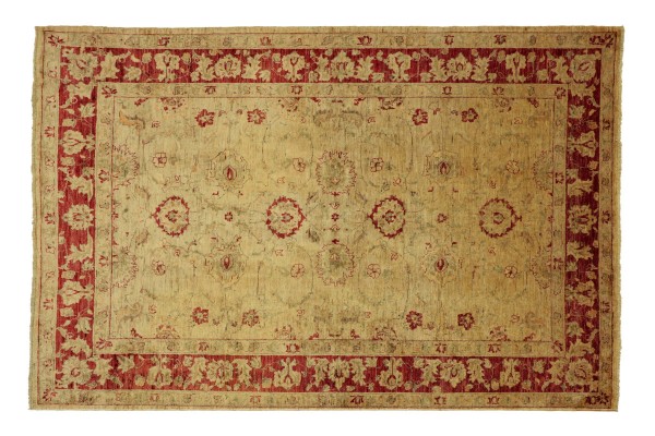 Afghan Chobi Ziegler Rug 200x250 Hand Knotted Beige Floral Orient Short Pile