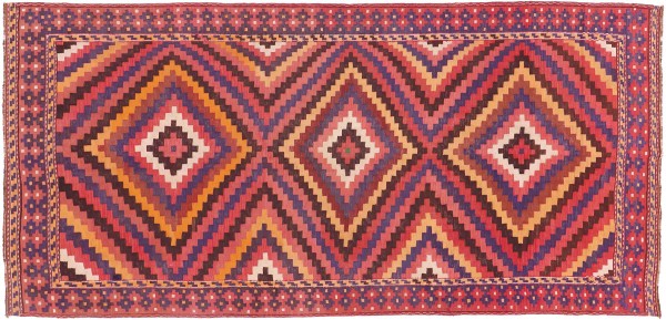Afghan Kelim Soumakh Ghalmuri Teppich 170x360 Handgewebt Rot Geometrisch Handarbeit