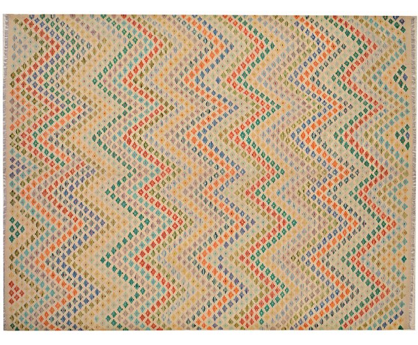 Afghan Maimana Kilim Rug 300x400 Handwoven Colorful Geometric Handwork Woven