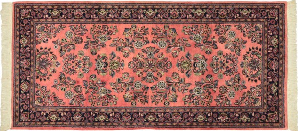 Sarough Rug 120x180 Hand Knotted Pink Floral Orient Short Pile Living Room