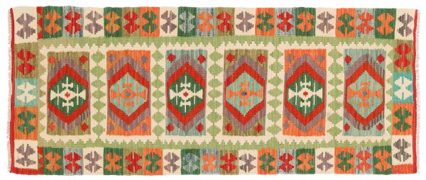 Afghan Maimana Kilim Rug 70x180 Handwoven Runner Colorful Geometric Handmade