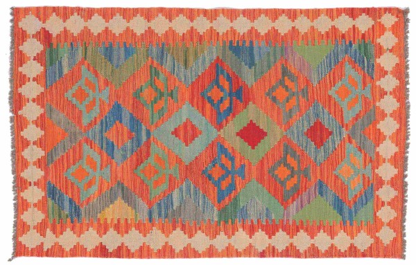Afghan Maimana Kilim Rug 90x150 Handwoven Colorful Geometric Handwork Woven