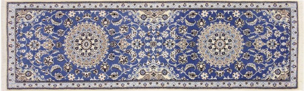 Persian carpet Nain 9LA 60x200 hand-knotted runner blue medallion oriental UNIKAT
