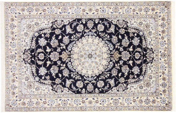 Persian carpet Nain 9LA 160x230 Hand-knotted Dark Blue Floral Oriental UNIKAT