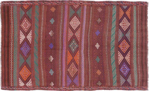 Afghan Kilim Soumakh Ghalmuri Rug 120x180 Handwoven Brown Geometric Handmade