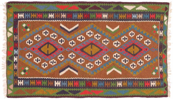 Persian carpet Kilim Ardebil 90x160 hand-woven brown geometric handmade room