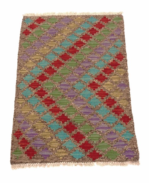 Afghan Maimana Kelim Teppich 60x90 Handgewebt Bunt Geometrisch Handarbeit Gewebt Zimmer