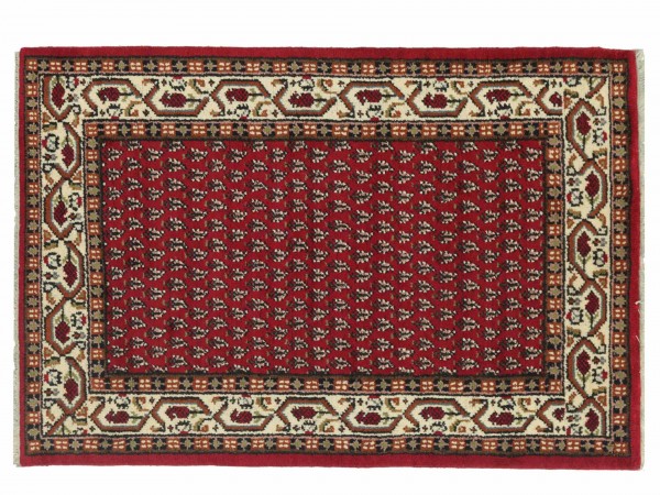 Mir Sarough Rug 60x90 Hand Knotted Red Geometric Orient Pattern Short Pile
