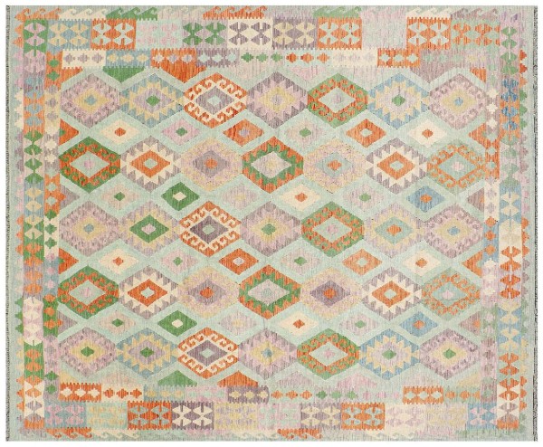 Afghan Maimana Kelim Teppich 250x300 Handgewebt Bunt Geometrisch Handarbeit Gewebt