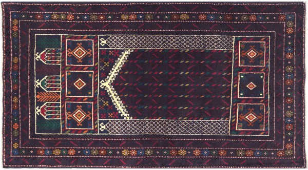 Afghan Jay e Namaz Belutsch Teppich 90x150 Handgeknüpft Rot Geometrisch Orient