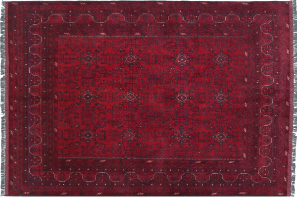 Afghan Khal Mohammadi Teppich 170x230 Handgeknüpft Braun Geometrisch Orient Kurzflor