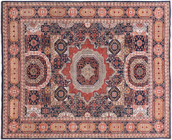Afghan Ziegler Mamluk Teppich 250x300 Handgeknüpft Blau Geometrisch Orient Kurzflor