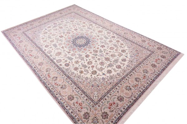 Perser Isfahan 250x350 Handgeknüpft Teppich Beige Orientalisch Kurzflor Orient