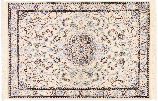 Persian carpet Nain 9LA 60x90 hand-knotted white floral oriental UNIKAT short pile