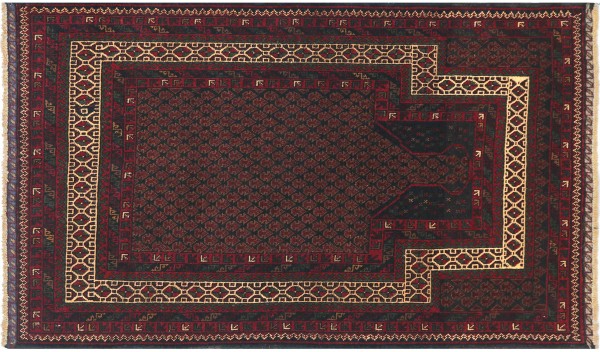 Afghan Jay e Namaz Belutsch Teppich 100x150 Handgeknüpft Rot Orient Kurzflor Wohnzimmer