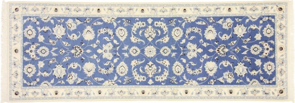 Persian carpet Nain 9LA 70x210 hand-knotted runner dark blue floral oriental UNIKAT