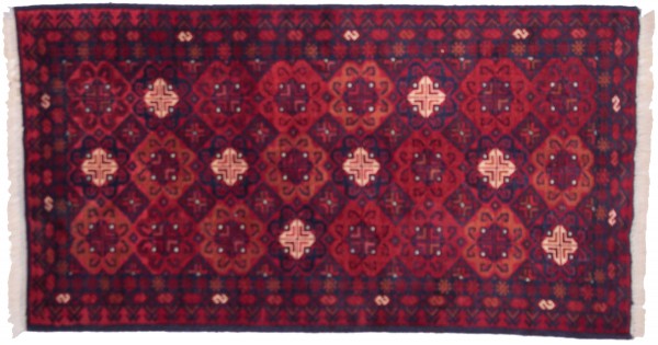 Afghan Belgique Khal Mohammadi Rug 60x90 Hand Knotted Brown Geometric Pattern