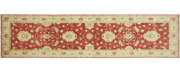 Afghan fine Ferahan Ziegler carpet 80x300 hand-knotted runner brown-red floral Orient