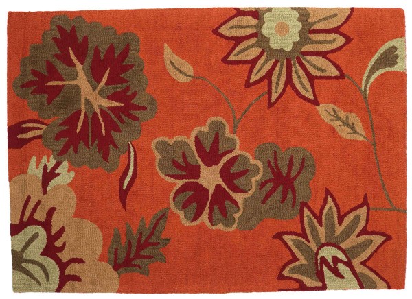 Short-pile carpet blossom 160x230 Orange Floral Handmade Handtuft Modern