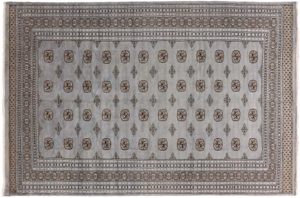 Pakistan Buchara Teppich 250x350 Handgeknüpft Grau Geometrisch Orient Kurzflor