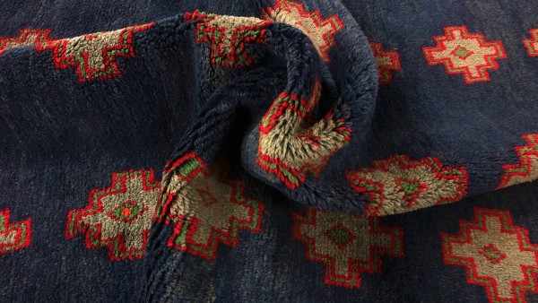 Gabbeh carpet 120x180 hand-knotted blue stripes oriental UNIKAT short pile