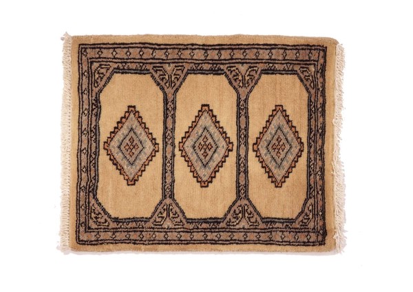 Pakistan Bukhara Rug 60x50 Hand Knotted Square Beige Geometric Orient
