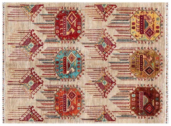 Afghan Ziegler Khorjin Ariana Rug 150x200 Hand Knotted Beige Patterned Orient