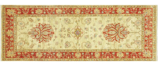 Afghan Feiner Ferahan Ziegler Teppich 60x180 Handgeknüpft Läufer Beige Floral Orient