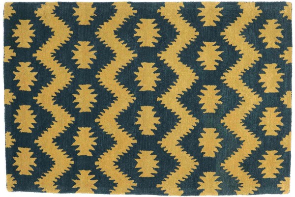 Handmade Wool Rug 120x180 Blue Patterned Hand Tuft Modern