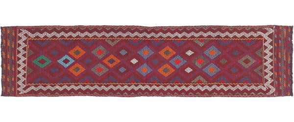 Afghan Kelim Soumakh Ghalmuri Teppich 60x270 Handgewebt Läufer Rot Geometrisch