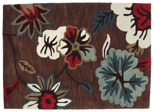 Handgefertigter Teppich Blüte 160x230 Weiß Floral Handarbeit Handtuft Modern