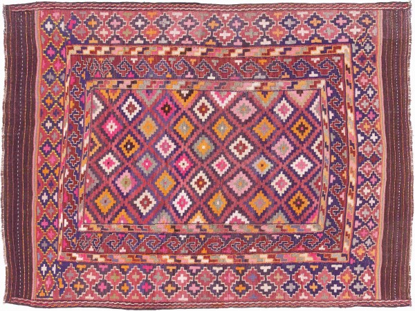 Afghan Kilim Soumakh Ghalmuri Rug 150x200 Handwoven Brown Geometric Handmade