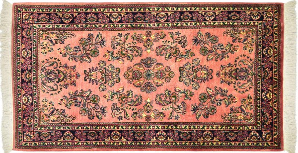Sarough carpet 90x160 hand-knotted pink floral orient living room