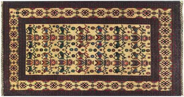 Afghan Feiner Belutsch Teppich 90x150 Handgeknüpft Schwarz Geometrisch Orient Kurzflor
