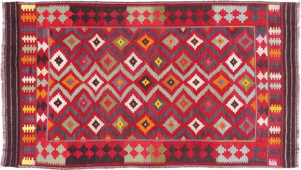 Afghan Kilim Soumakh Ghalmuri Rug 160x280 Handwoven Red Geometric Handmade