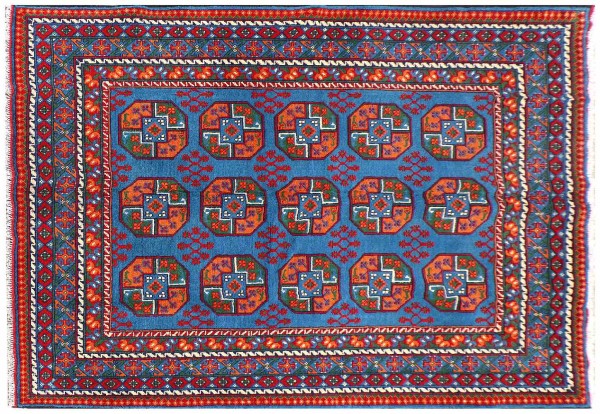 Afghan Akcha Rang Dar Teppich 170x240 Handgeknüpft Blau Durchgemustert Orient Kurzflor