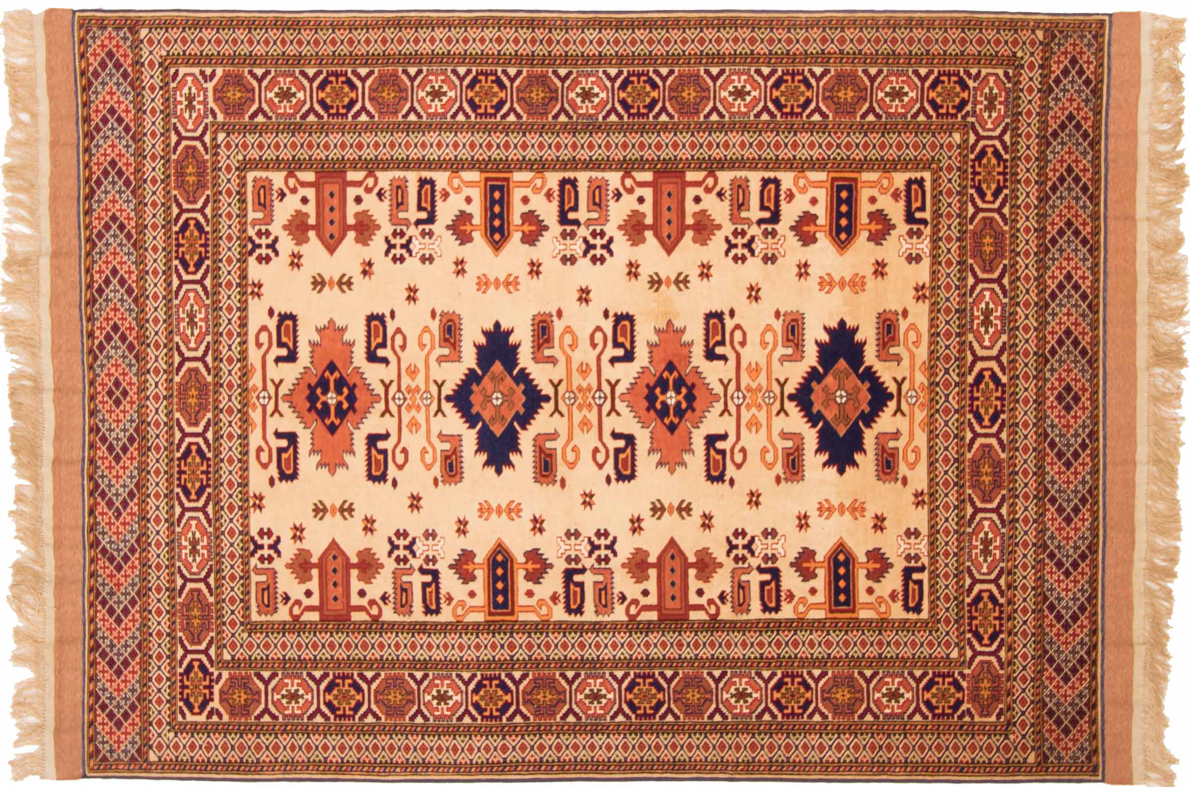 Afghan Mauri Kabul Carpet Hand Knotted 120x180 Beige Geometric/Graphic Wool 