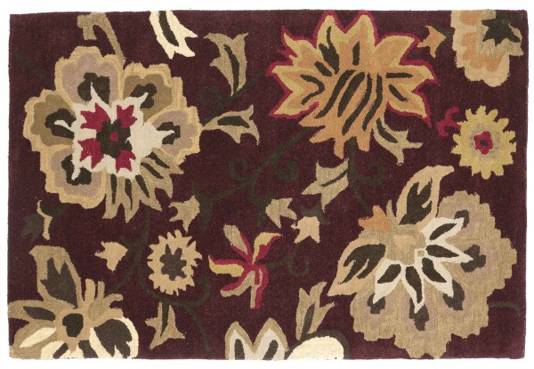 Flowers rug, 120x180, short pile, red, floral pattern, handmade, handtufted, modern