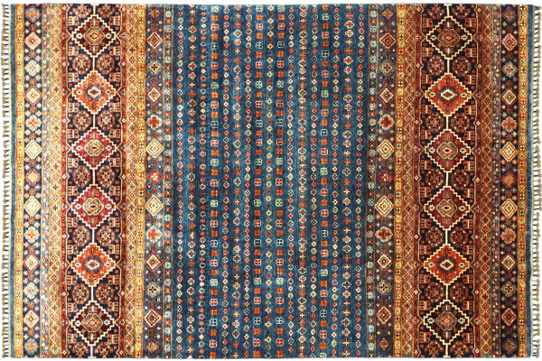 Afghan Ziegler Khorjin Bakhtiar Rug 200x300 Hand Knotted Blue Field Pattern Orient