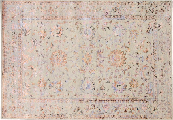 Moderner Designer Teppich 170x240 Handgeknüpft Beige Floral Orientalisch UNIKAT