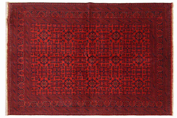 Afghan Khal Mohammadi Teppich 200x300 Handgeknüpft Braun Geometrisch Orient Kurzflor